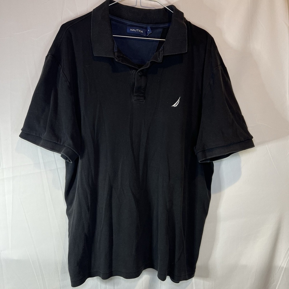 Nautica Polo 100% Cotton Men's Black XL Collar Stylish X-Large Business Casual